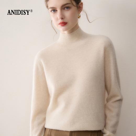 100%羊绒纯山羊绒加厚半高领长袖套头毛衣 商品图1