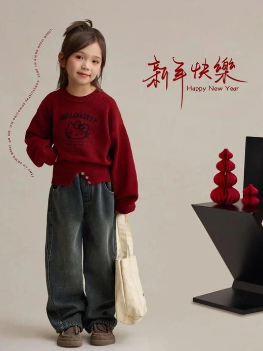 STT新年穿搭❗️【招cai猫】我的本命年限定新年氛围感毛衣❗️KT太懂少女心了，定制复古新年红，红色温柔又可爱，软糯亲肤，懒人穿搭 商品图2