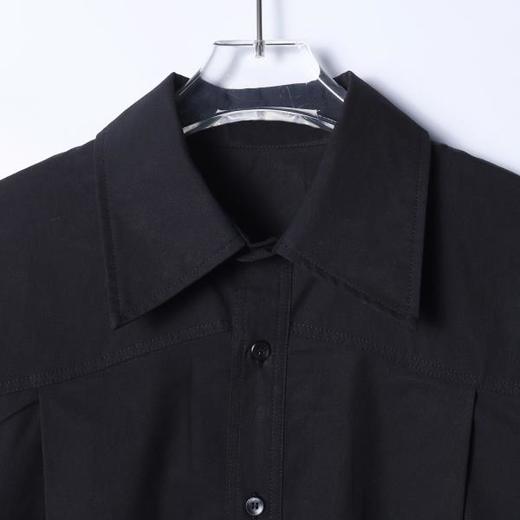 B8051SDSA秋冬新款痞帅男装韩版简约纯色褶皱翻领长袖衬衫百搭宽松衬衣 商品图2