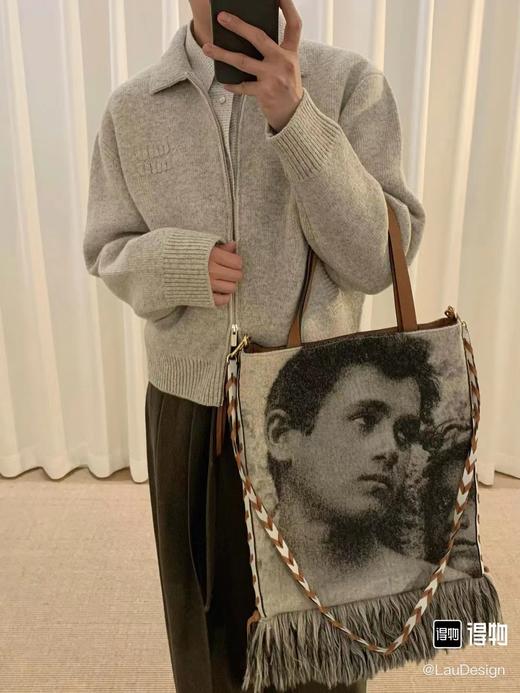 F010706新款2025暖色LOGO贴布绣羊毛翻领拉链长袖开衫外套 商品图5