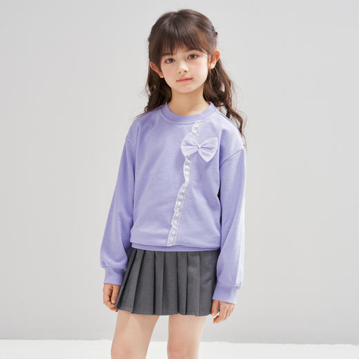 笛莎Deesha 2026春季女童时尚甜美蝴蝶结花边卫衣 商品图2