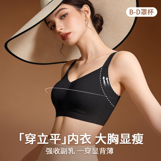 D1-【B-D杯】【温感负离子 温感变色 加高侧翼收副乳】【强收副乳大胸显瘦】润微高质大码显小聚拢防下垂调整型薄款内衣文胸  春沐珊瑚/心语珊瑚 商品图1