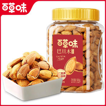 百草味 罐装巴旦木500g 坚果零食扁桃仁手剥每日坚果送礼 /休闲食品 /坚果炒货 /巴旦木/桃仁 商品图0