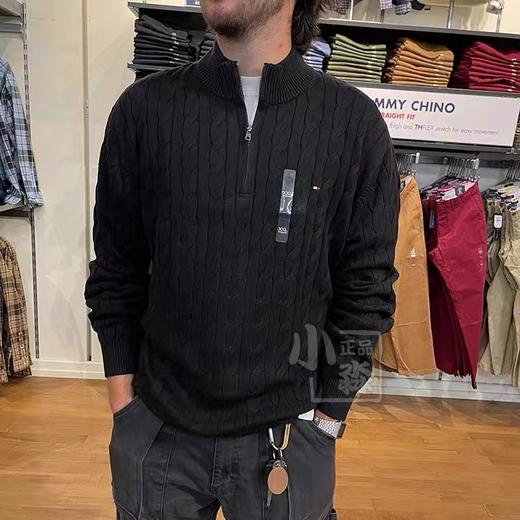 F010772秋冬男装绞花肌理半拉链立领全棉针织衫毛衣 商品图7