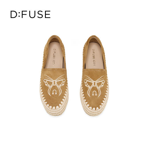 Dfuse迪芙斯2026春季新款反绒刺绣麻线鞋底手工感渔夫鞋平底鞋女鞋DFE1112070 商品图9