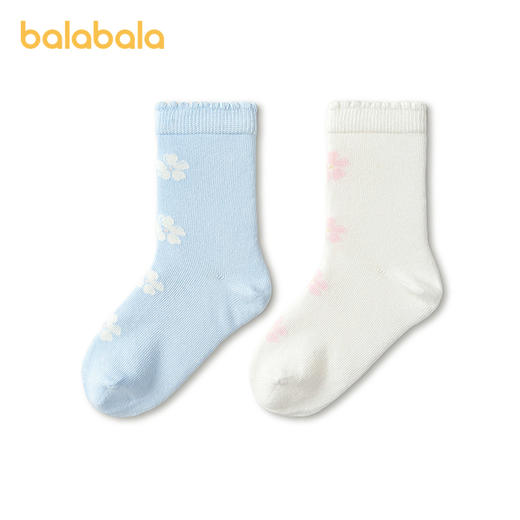【商场同款】巴拉巴拉儿童袜子春秋女童棉袜甜美袜提花软弹两双装 商品图4