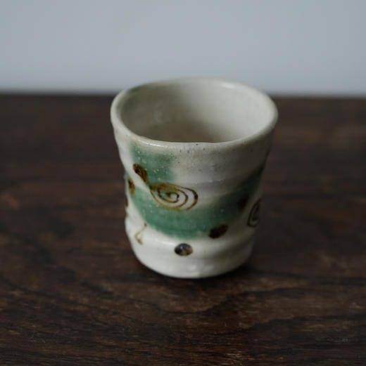 日本手作粉引手绘茶杯 带签章 X1469 商品图0