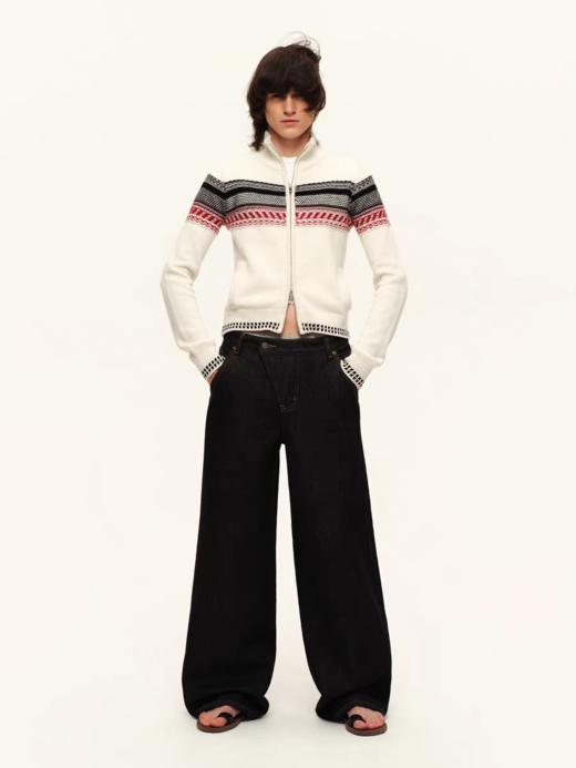 出逃赤岗西/25AWN147/复古原牛色重磅加绒斜门襟牛仔裤 商品图4