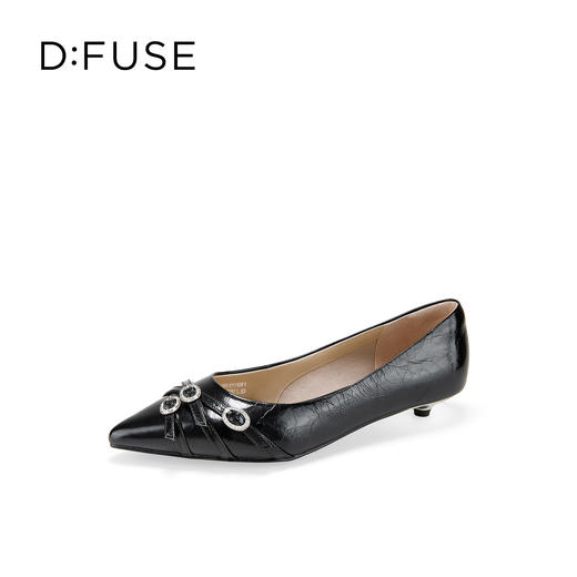 Dfuse迪芙斯2026春季新款尖头交叉带小钻扣轻朋克小猫跟单鞋女鞋DFE1111051 商品图10