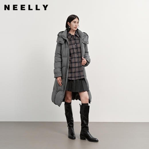 NEELLY纳俪商场同款冬新款时尚休闲长款收腰羽绒服女90白鸭绒外套N25113L01154 商品图0