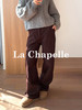 专柜实拍【工装风磨毛牛仔】拉夏贝尔/La Chapelle高腰后松紧百搭直筒阔腿裤显瘦长裤 商品缩略图3