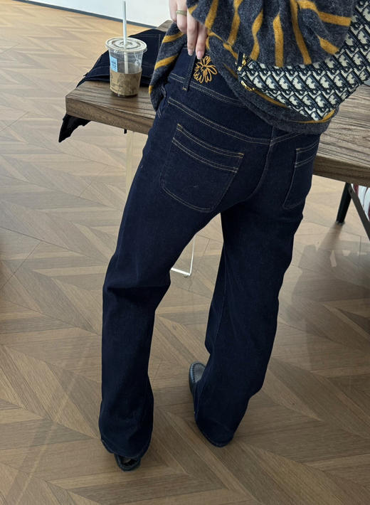 朗姿雏菊系列 双扣复古直筒牛仔裤 商品图4