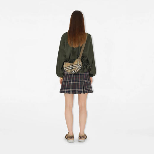 BURBERRY 巴宝莉 中性马术骑士徽标皮革贴片马蹄形斜挎包 格子 8111308 B9368 商品图7