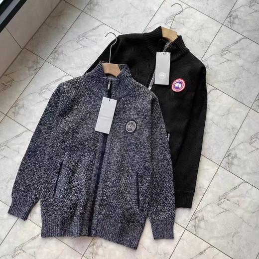 F010746新款简约大方男士黑标立领加绒针织开衫 商品图0