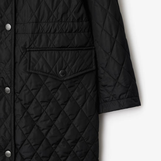 BURBERRY 巴宝莉 女士马术骑士设计标签绗缝尼龙连帽棉服 黑色 8110325 A1189 商品图1