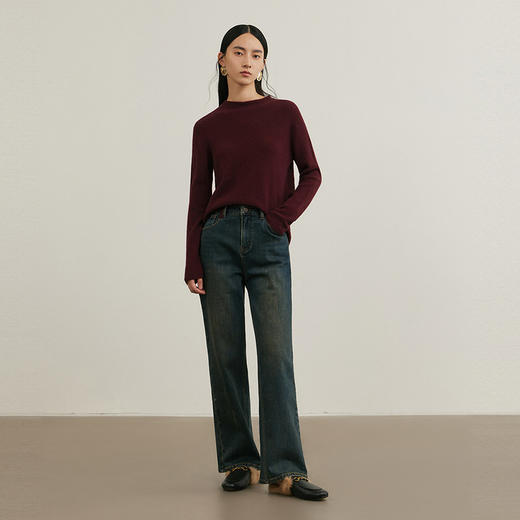 NEELLY纳俪商场同款冬新款圆领修身纯色羊毛针织衫女显瘦亲肤毛衣N25114A04558 商品图2