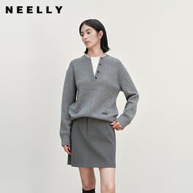 NEELLY纳俪商场同款冬季新款休闲假两件羊毛针织衫女舒适通勤上衣N25111A01101