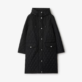 BURBERRY 巴宝莉 女士马术骑士设计标签绗缝尼龙连帽棉服 黑色 8110325 A1189