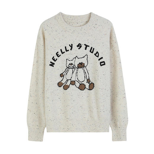 NEELLY纳俪商场同款冬季新款羊毛圆领套头针织衫女简约慵懒毛衣N25114A04568 商品图3