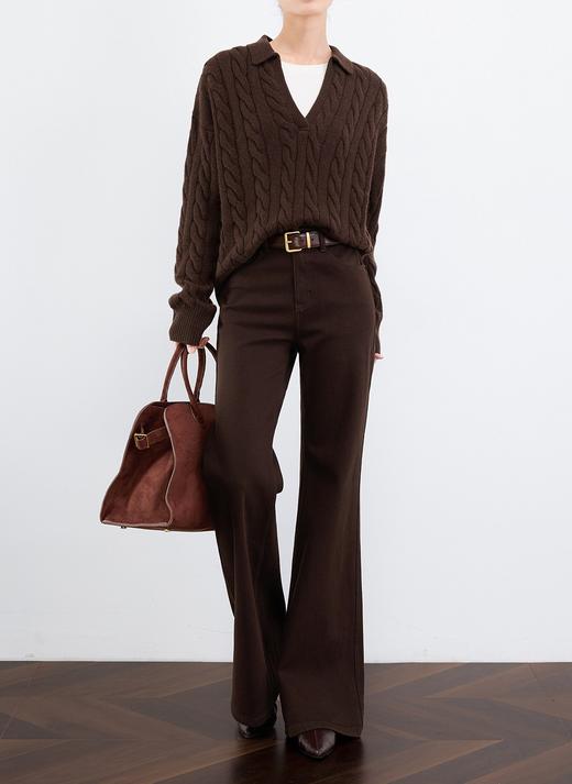 土耳其新作四面弹美拉德复古美式蓝显瘦加绒喇叭裤 商品图1