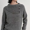NEELLY纳俪商场同款冬新款设计感翻领针织衫女高级感灰色休闲毛衣N25113A01147 商品缩略图2