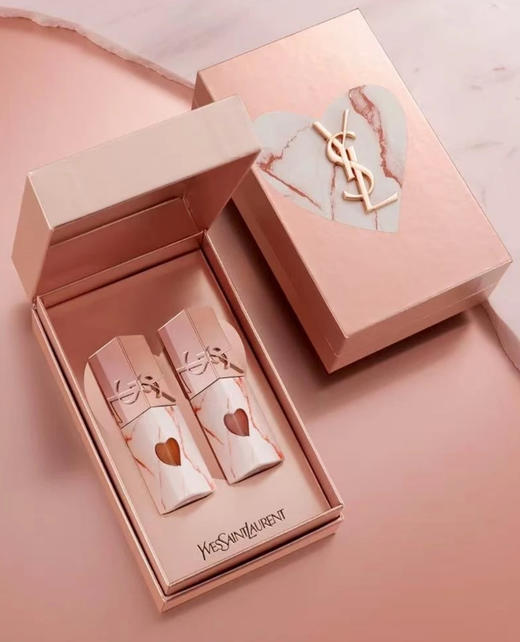 【特惠】YSL圣罗兰情人节限定粉金石礼盒 爱心唇釉5.5ml 442610 商品图3