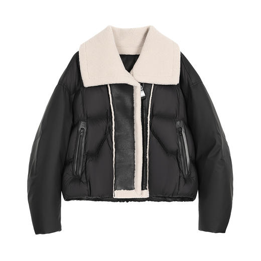 NEELLY纳俪商场同款冬季新款时尚大翻领帅气羽绒服女宽松短款外套N25112L01132 商品图3