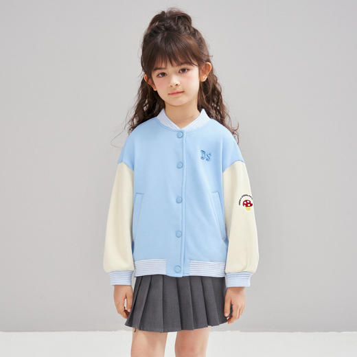 笛莎Deesha 2026春季女童时尚学院风拼色棒球服外套 商品图3