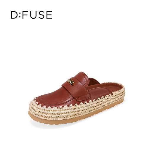 Dfuse迪芙斯2026春季新款包头编制手工感麻线鞋底穆勒拖鞋半包头拖鞋女鞋DFE1110074 商品图6