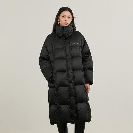 NEELLY纳俪商场同款冬新款气质直筒羽绒服女长款加厚保暖连帽外套N25114L04605 商品图1