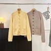 F010750冬季新款休闲版型高领羊毛纽扣针织开衫毛衣外套女 商品缩略图0