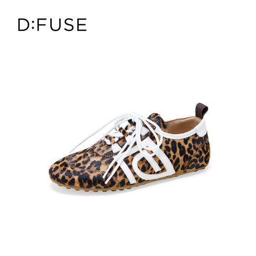Dfuse迪芙斯2026春季新款豹纹马毛真皮薄底轻便德训鞋豆豆鞋DFE1112086 商品图7