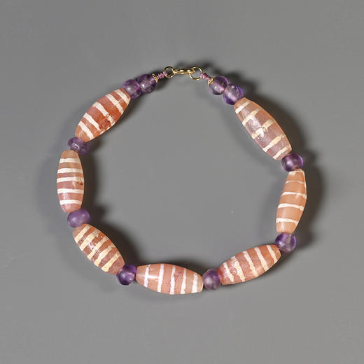 镶蚀红玉髓线珠+西亚高古紫水晶手串 商品图0