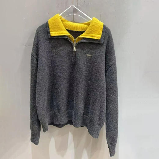 NC撞色双层拉链立领毛织衫51107（灰）冬季 954120040321 商品图2