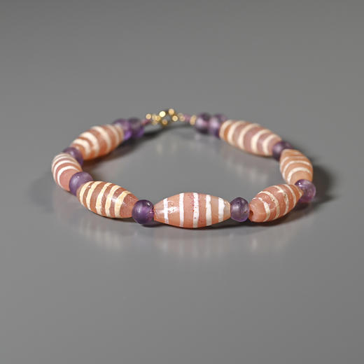 镶蚀红玉髓线珠+西亚高古紫水晶手串 商品图1