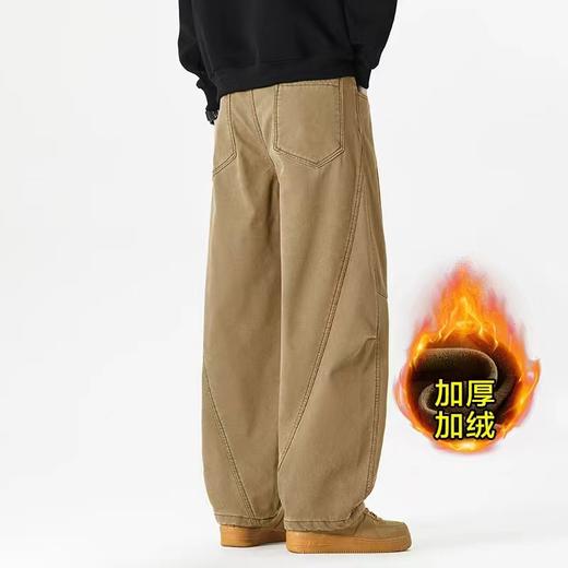 F010778高品质加绒加厚刺绣全棉水洗休闲工装裤 商品图2