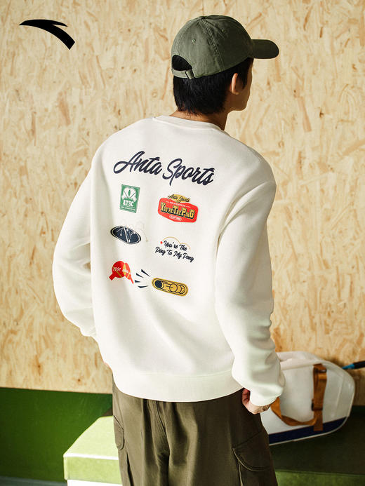 安踏圆领套头衫卫衣男士新款潮流百搭宽松休闲长袖上衣152618703S 商品图1