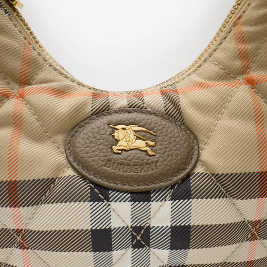 BURBERRY 巴宝莉 中性马术骑士徽标皮革贴片马蹄形斜挎包 格子 8111308 B9368 商品图3