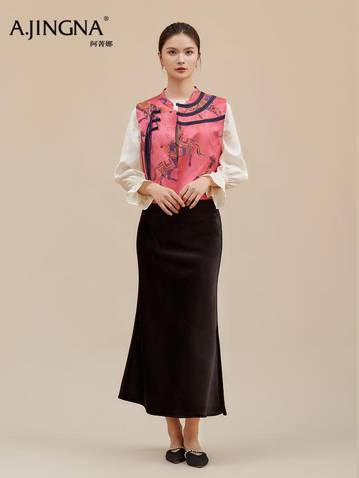 【龙纹骏马】阿菁娜新款提花盘扣马甲龙纹骏马图案中式设计立领无袖叠穿收藏级宝藏F30D203030 商品图8