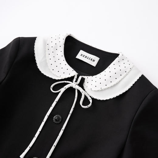 HERLIAN 2026年春季新品双层波点娃娃领设计女士甜酷小香风短外套 商品图3