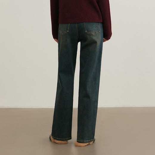 NEELLY纳俪商场同款冬新款复古做旧直筒长裤女小个子休闲牛仔裤N25114H04565 商品图1