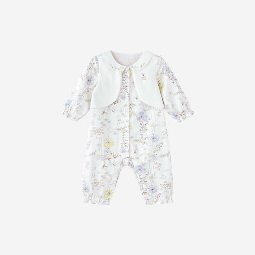 【商场同款】英氏婴儿衣服长袖女宝宝大碎花假背心假两件外出服 商品图4