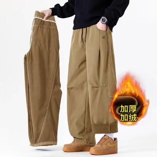 F010778高品质加绒加厚刺绣全棉水洗休闲工装裤 商品图1