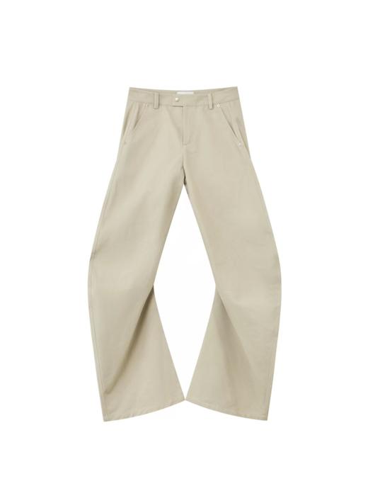 出逃赤岗西/25AWK199/米灰色不规则3D立体扭裁廓形弯刀休闲裤 商品图3