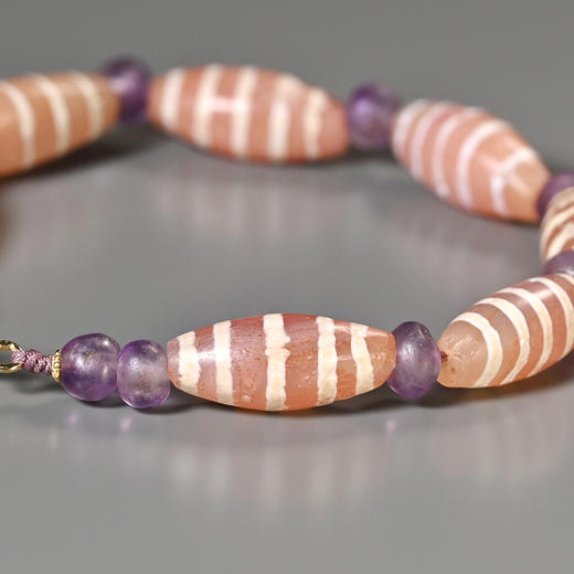 镶蚀红玉髓线珠+西亚高古紫水晶手串 商品图5