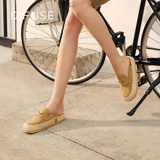 Dfuse迪芙斯2026春季新款包头编制手工感麻线鞋底穆勒拖鞋半包头拖鞋女鞋DFE1110074 商品图3