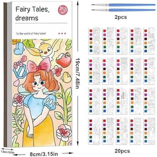童话梦境水彩画书 旅行袖珍水彩书套装 带画笔的袖珍水彩画册 商品图6