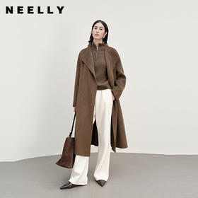 NEELLY纳俪商场同款冬新款复古廓形双面呢大衣女气质简约优雅外套N25111N01109