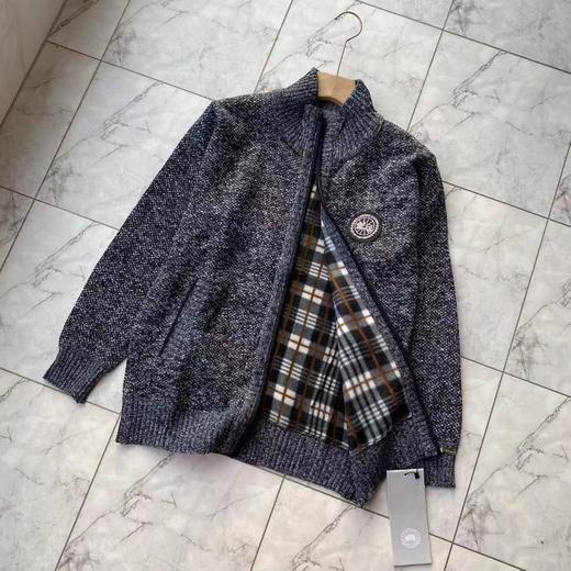 F010746新款简约大方男士黑标立领加绒针织开衫 商品图4