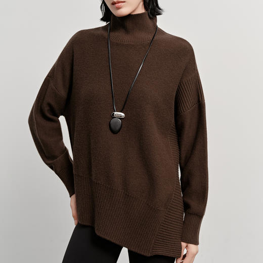 NEELLY纳俪商场同款冬季新款宽松高领气质针织衫女松弛感百搭上衣N25112A01120 商品图2